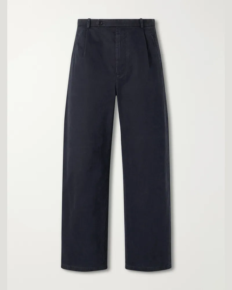 Jil Sander Straight-Leg Pleated Cotton-Drill Trousers Black