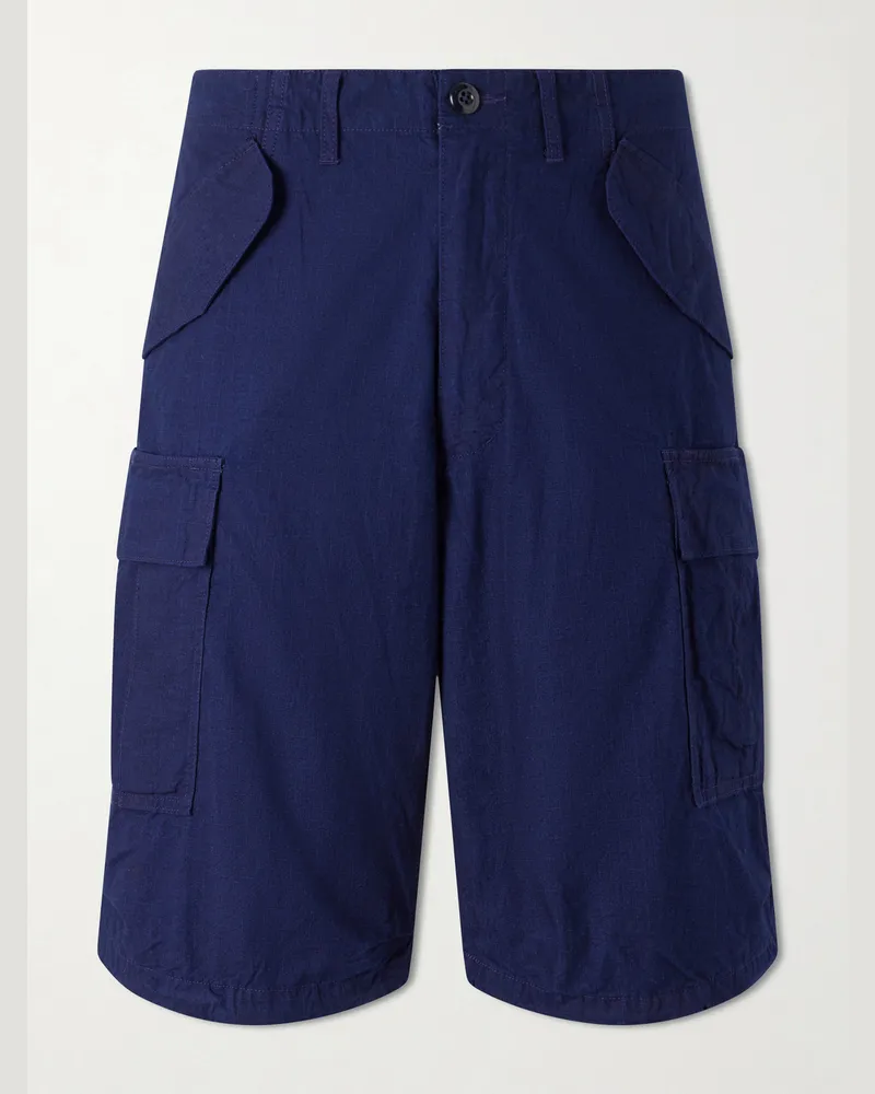 Beams Plus Straight-Leg Cotton-Ripstop Cargo Shorts Blue