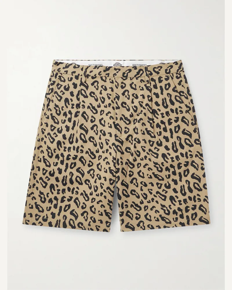 Wacko Maria Dickies® gerade geschnittene Shorts aus Baumwoll-Canvas mit Falten und Leopardenprint Animal-print
