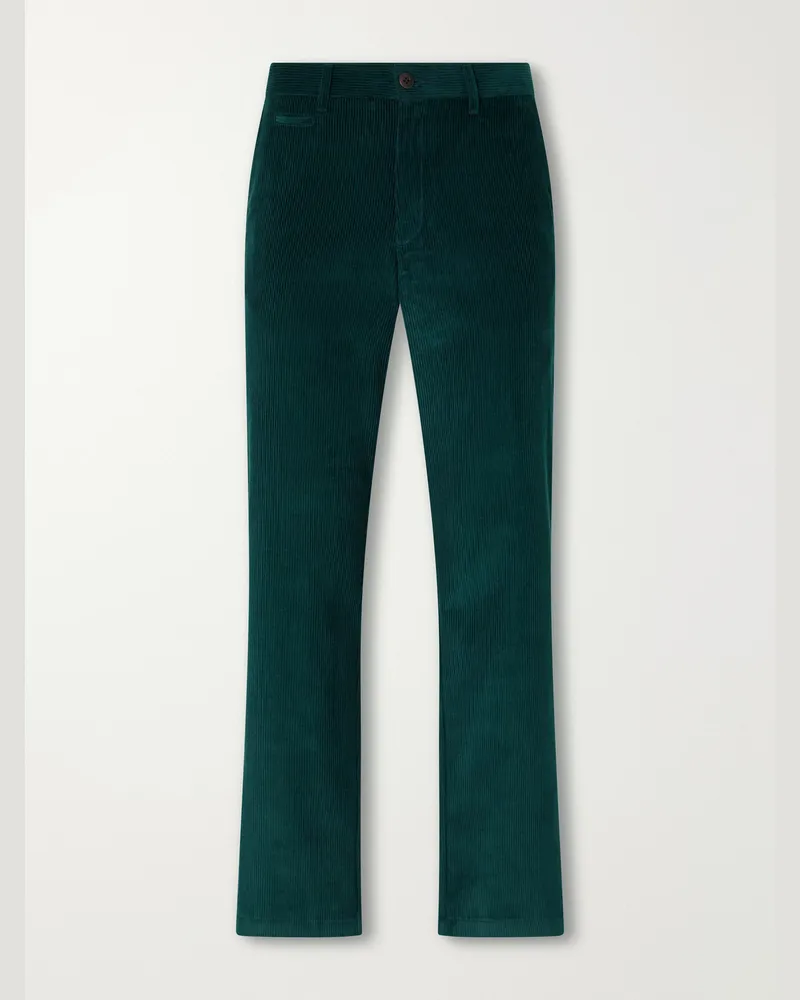 Portuguese Flannel Straight-Leg Cotton-Corduroy Trousers Green