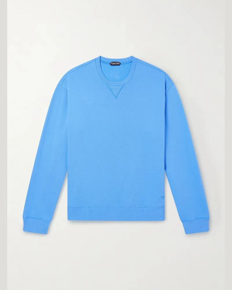 Tom Ford Sweatshirt aus Baumwoll-Jersey mit Logostickerei Blau