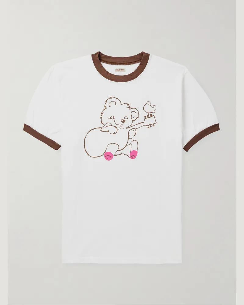 KAPITAL Printed Cotton-Jersey T-Shirt Brown