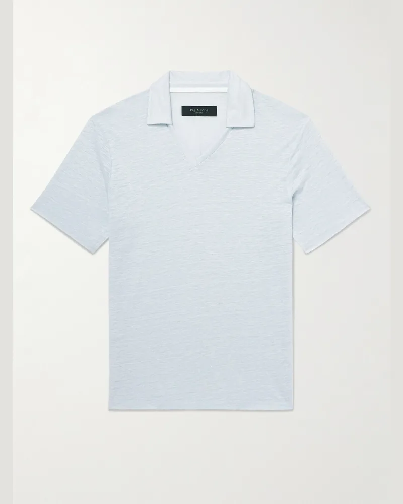 Rag & Bone Johnny Polohemd aus Leinen Blau