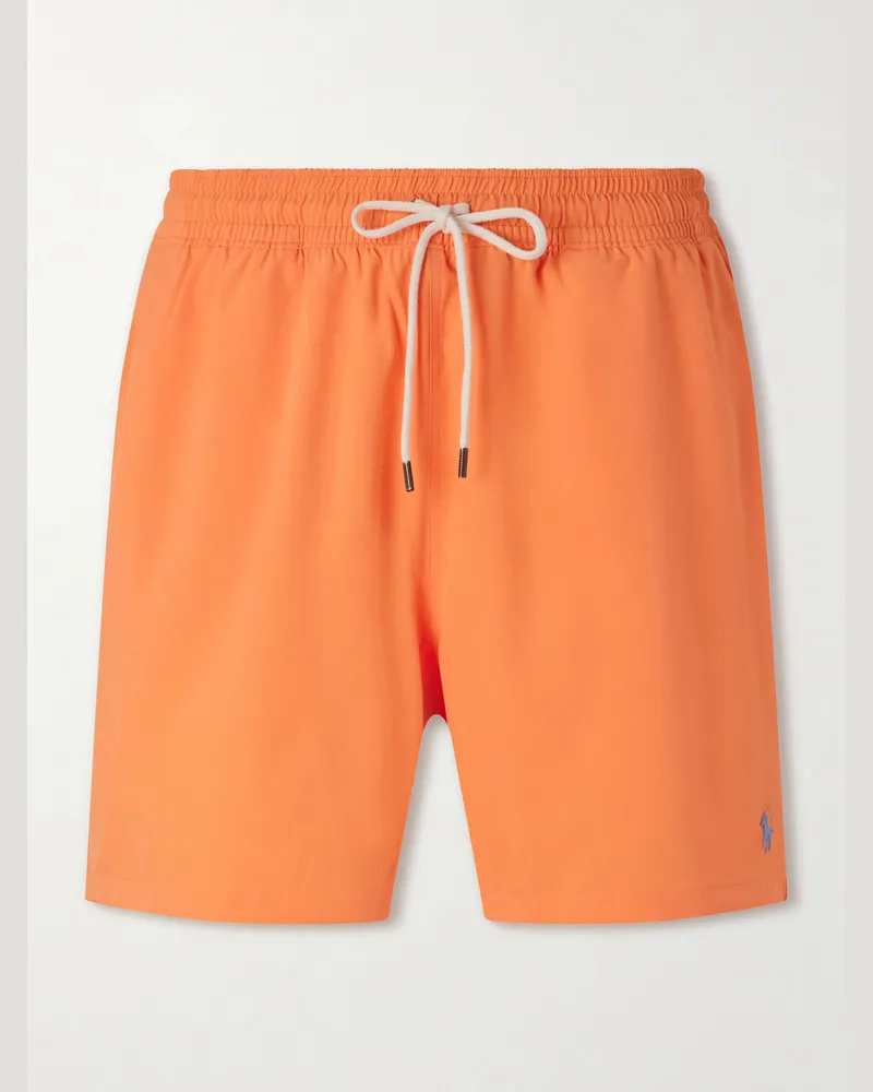 Ralph Lauren Traveler gerade geschnittene, mittellange Badeshorts aus recyceltem Material Orange