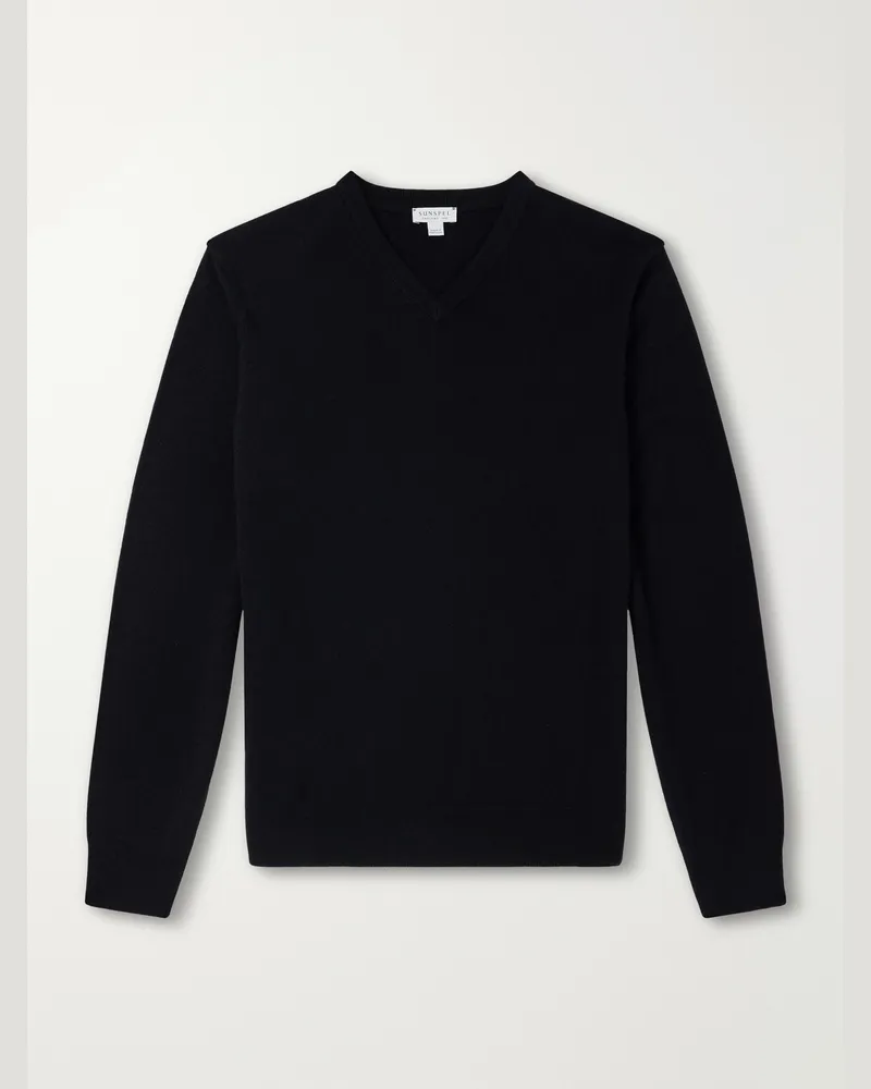 Sunspel Cashmere V-Neck Sweater Black