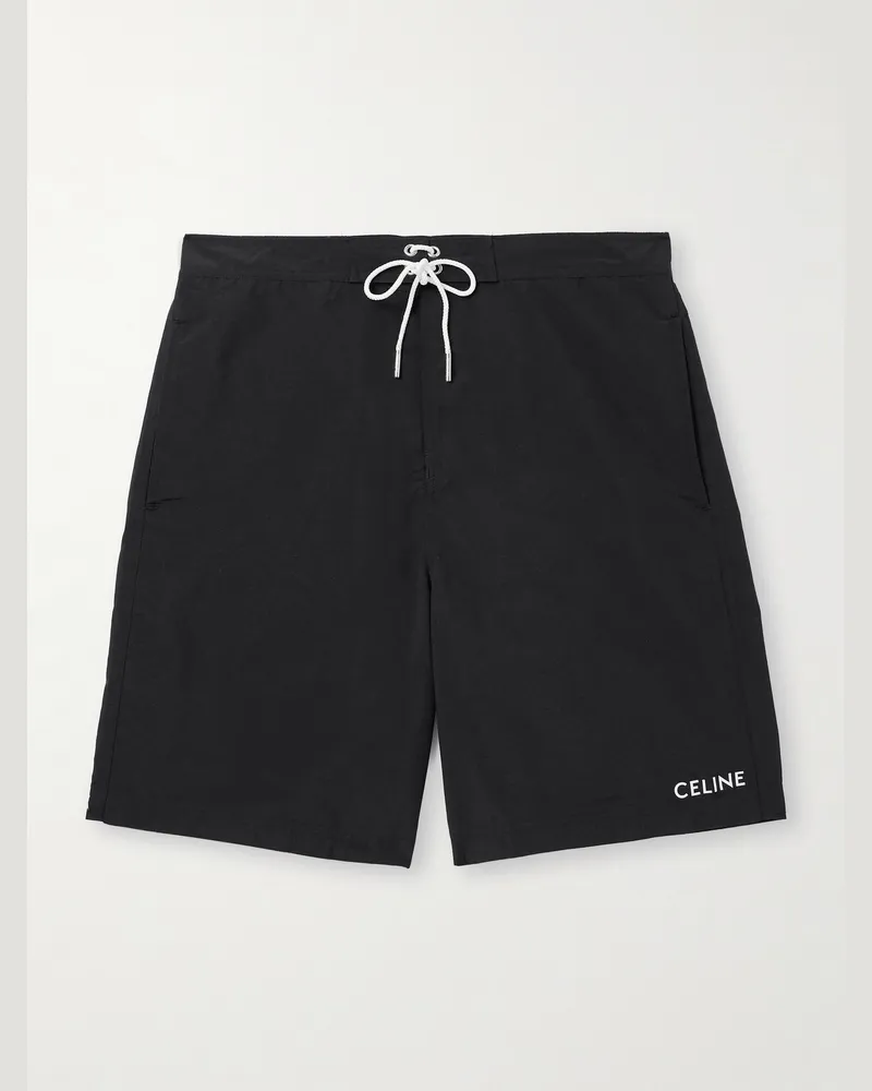 Celine Gerade geschnittene lange Badeshorts Schwarz