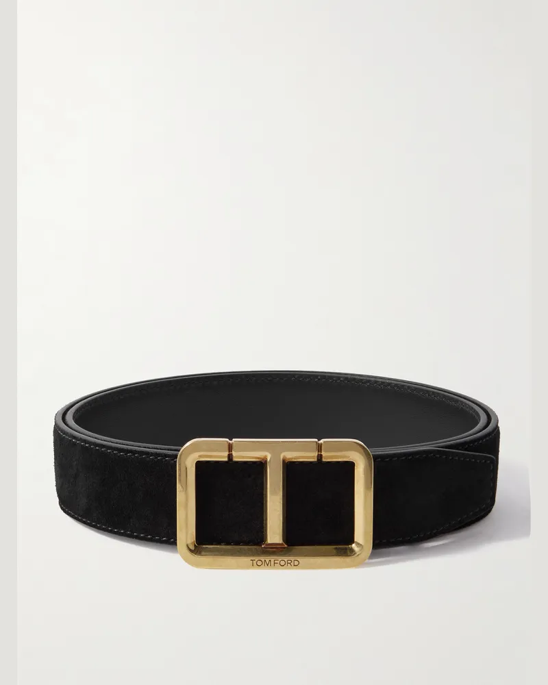 Tom Ford Gürtel aus Veloursleder, 3 cm Schwarz