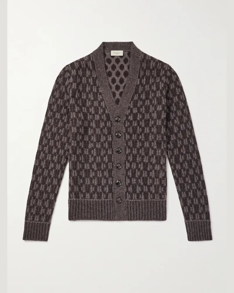 PIACENZA 1733 Jacquard-Knit Cashmere-Blend Cardigan Brown