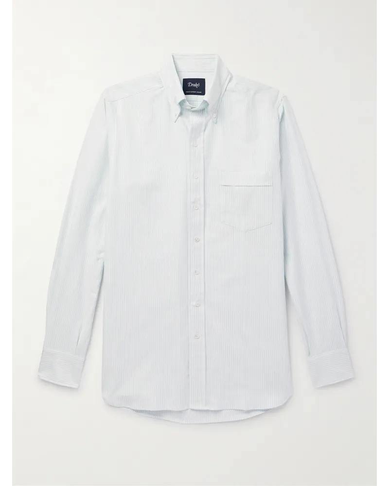 Drake's Hemd aus gestreiftem Baumwoll-Oxford mit Button-Down-Kragen Blau