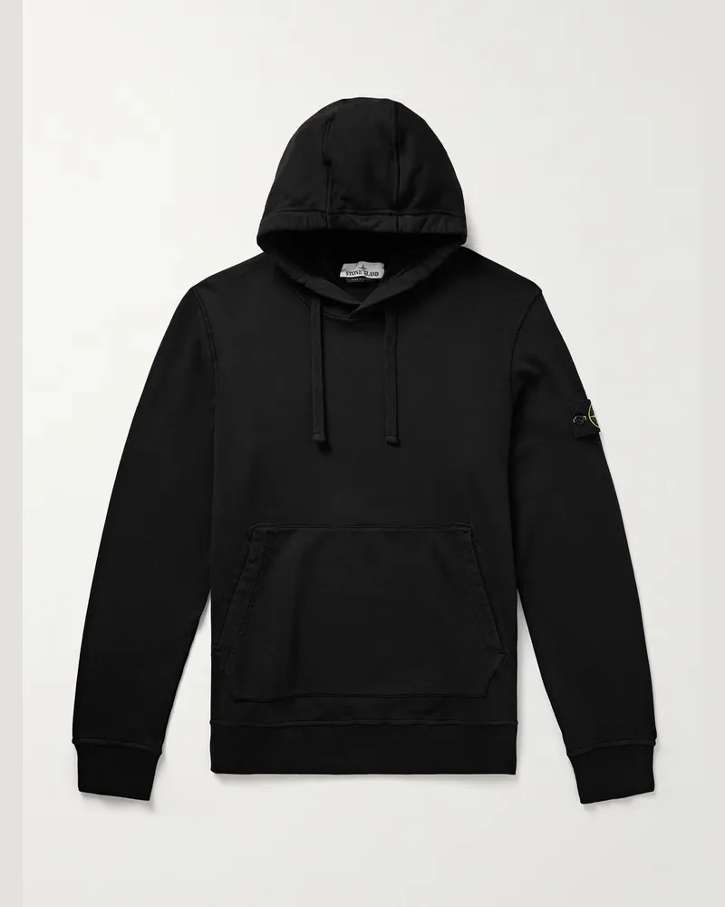Stone Island Hoodie aus Biobaumwoll-Jersey mit Logodetail Schwarz
