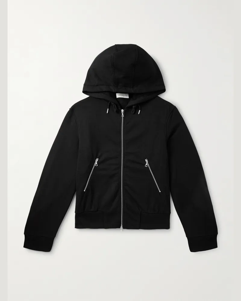 Dries van Noten Cotton-Jersey Zip-Up Hoodie Black
