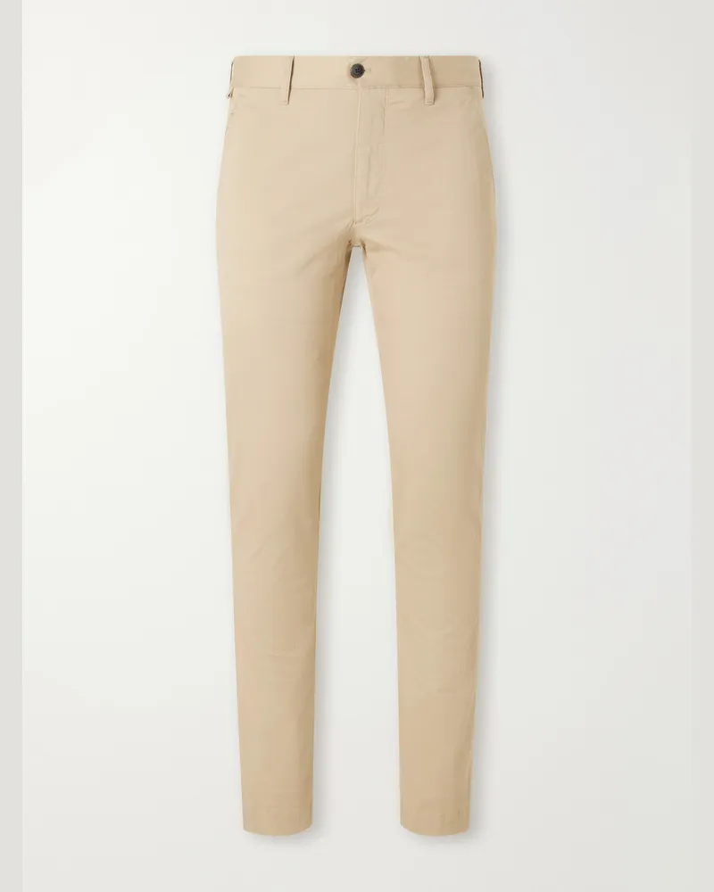 Slowear Straight-Leg Cotton-Blend Twill Trousers Neutrals