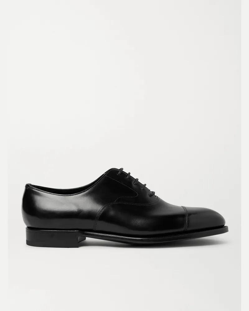 Edward Green Chelsea Cap-Toe Burnished-Leather Oxford Shoes Black
