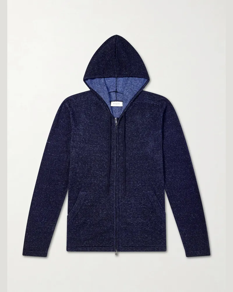 PIACENZA 1733 Knitted Silk and Linen-Blend Zip-Up Hoodie Blue