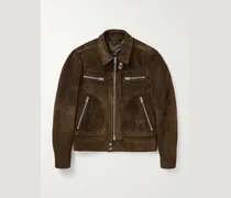 Schmal geschnittene Jacke aus Veloursleder