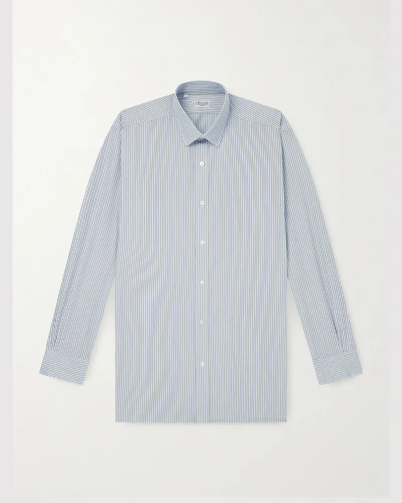 Charvet Hemd aus gestreifter Baumwollpopeline Blau