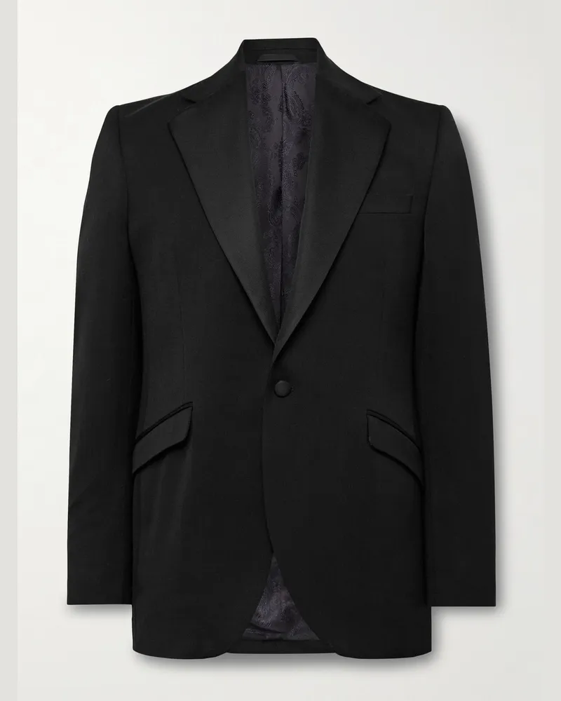 Favourbrook Tommy schmal geschnittene Smokingjacke aus Wolle mit Ripsband Schwarz