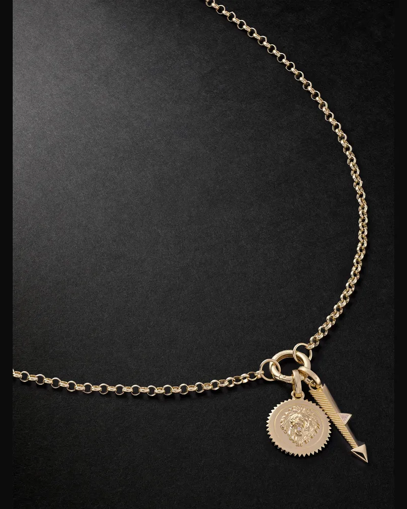 FOUNDRAE Strength and Arrow Medium Belcher Gliederkette aus 18 Karat Gold mit Diamanten Gold
