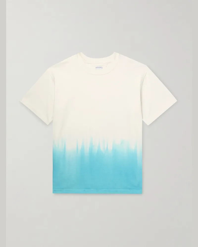 Bottega Veneta T-Shirt aus Baumwoll-Jersey in Dip-Dye-Färbung Blau