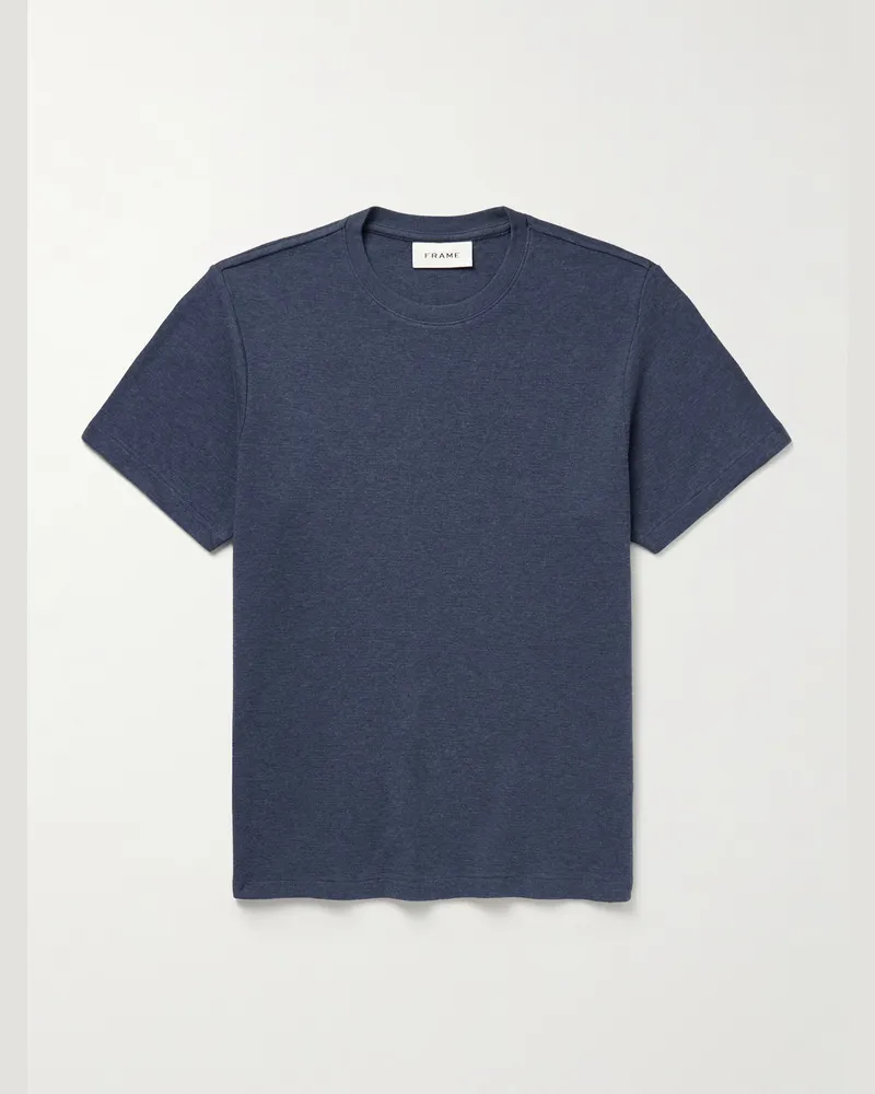 Frame Denim Duo Fold Cotton-Jersey T-Shirt Blue