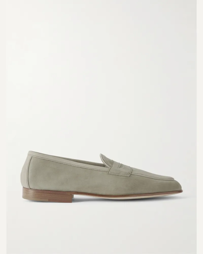 Edward Green Polperro Pennyloafers aus Veloursleder Grün