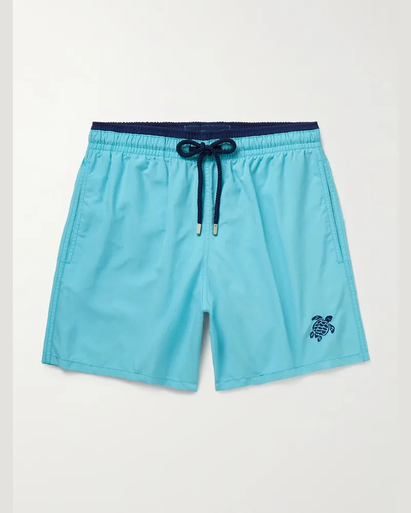 Vilebrequin Moka gerade geschnittene mittellange Badeshorts aus ECONYL Blau