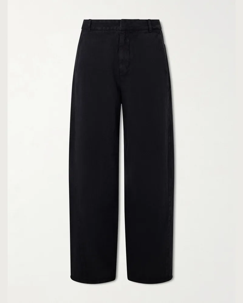 AMOMENTO Cotton Wide-Leg Jeans Black
