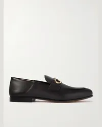 Ferragamo Loafers aus Leder mit Verzierung und einklappbarer Fersenpartie Schwarz