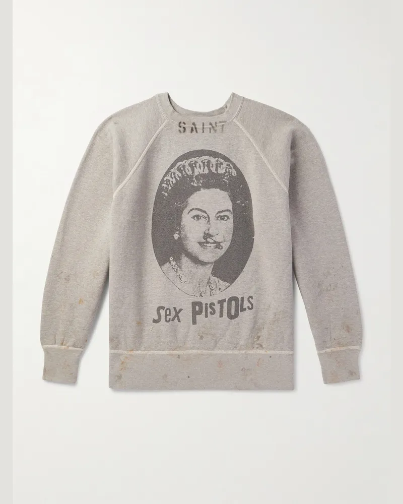 SAINT MXXXXXX Sex Pistols Printed Cotton-Jersey Sweatshirt Gray