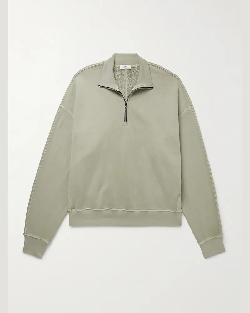 AGOLDE Idris Sweatshirt aus Baumwoll-Jersey mit kurzem Reißverschluss Grün