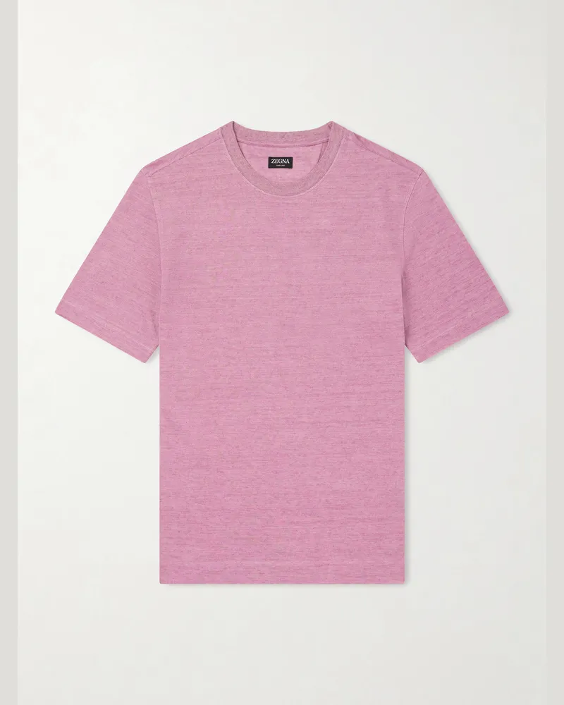 Ermenegildo Zegna Knitted Linen T-Shirt Pink