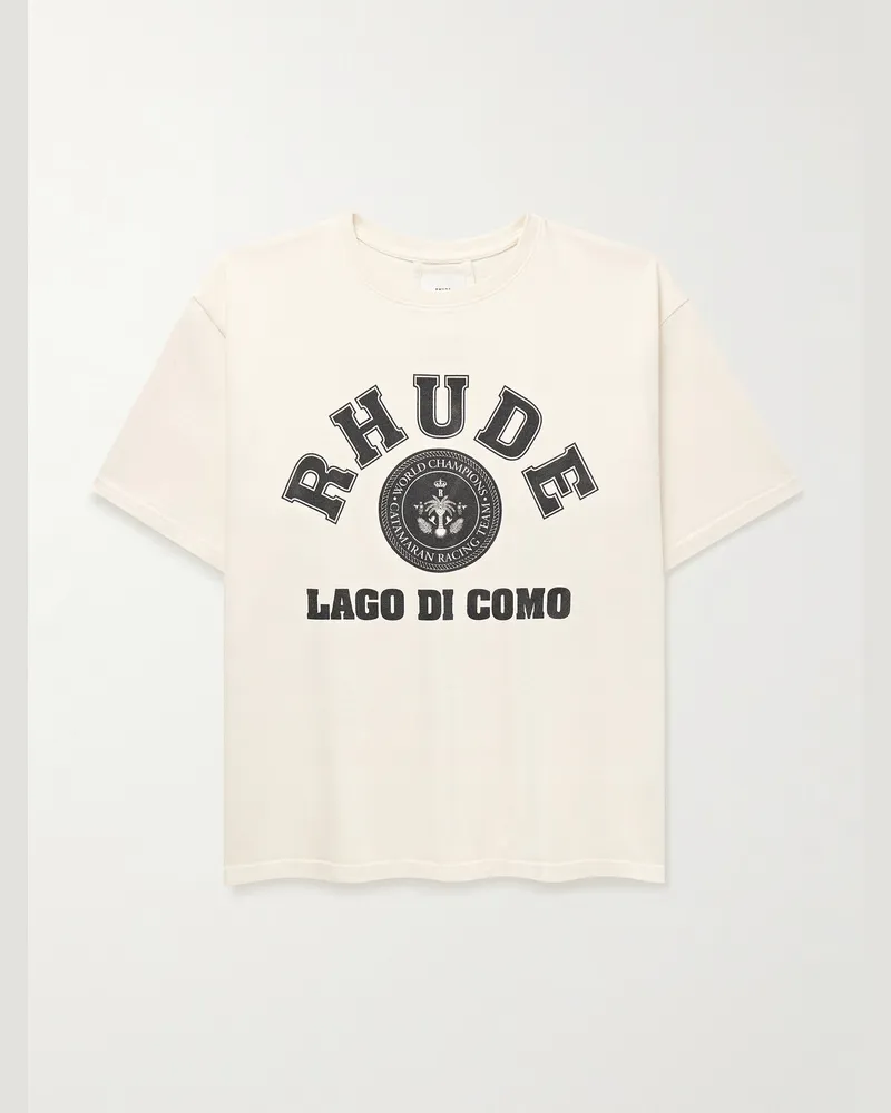 RHUDE Como 1907 Lago di Como T-Shirt aus Baumwoll-Jersey mit Logoprint Neutral