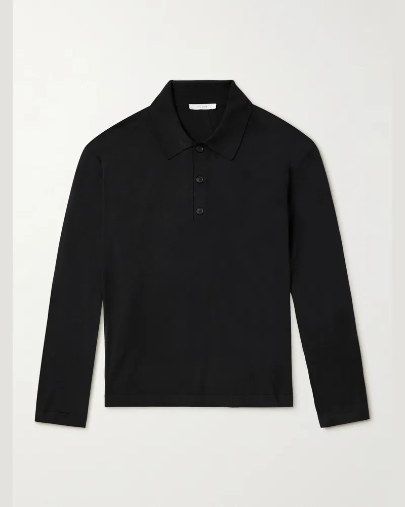 The Row Djon Pullover aus Wolle mit Polokragen Schwarz