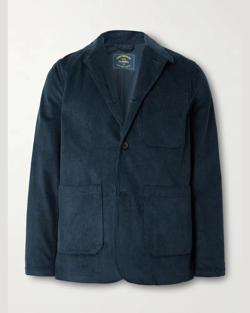Portuguese Flannel Cotton-Corduroy Blazer Blue