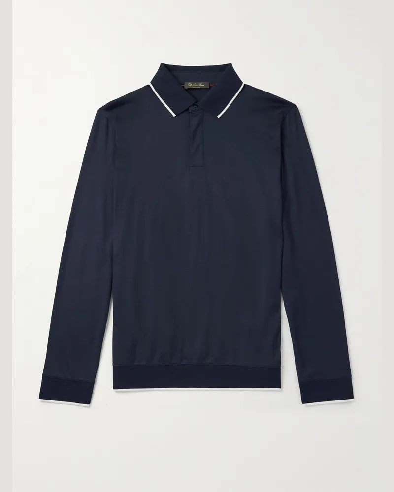 Loro Piana Wish® Wool Polo Shirt Blue