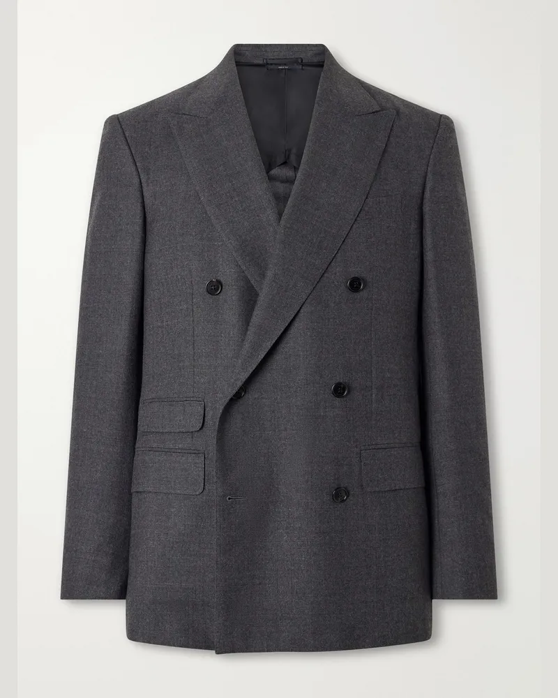 Dunhill Double-Breasted Wool and Cashmere-Blend Blazer Gray
