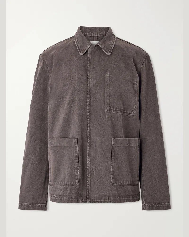 AMOMENTO Garment-Dyed Denim Jacket Brown