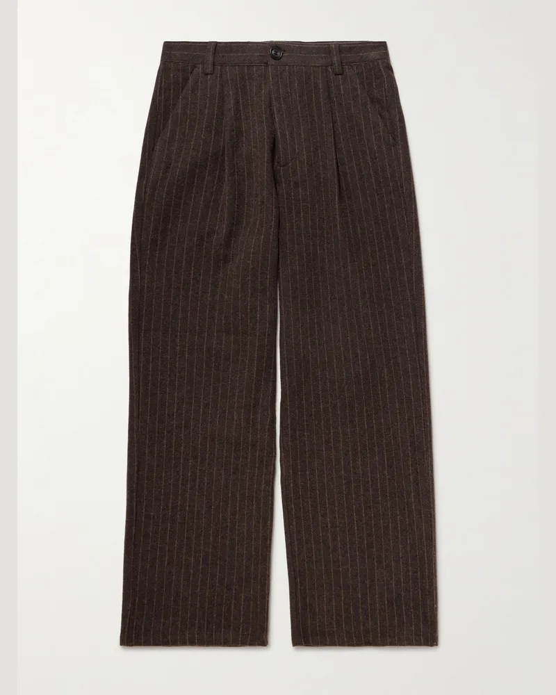 Oliver Spencer Orsman Wide-Leg Cotton-Blend Trousers Brown