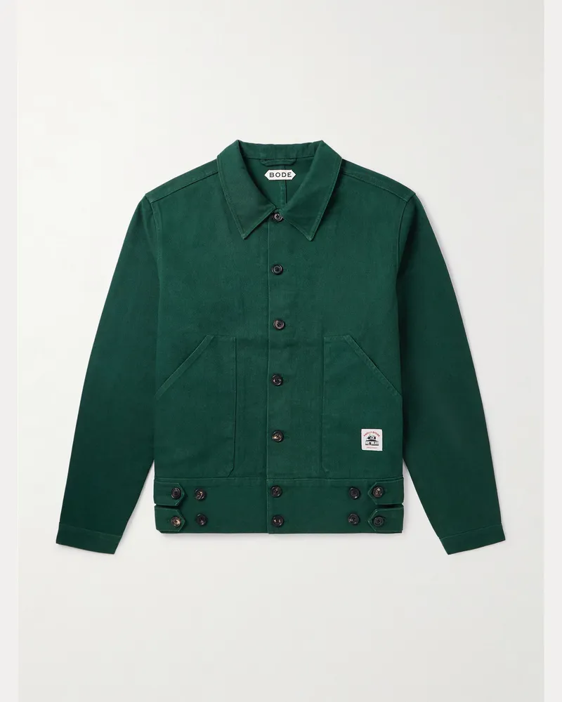 BODE Knolly Brook Logo-Appliquéd Cotton-Twill Jacket Green