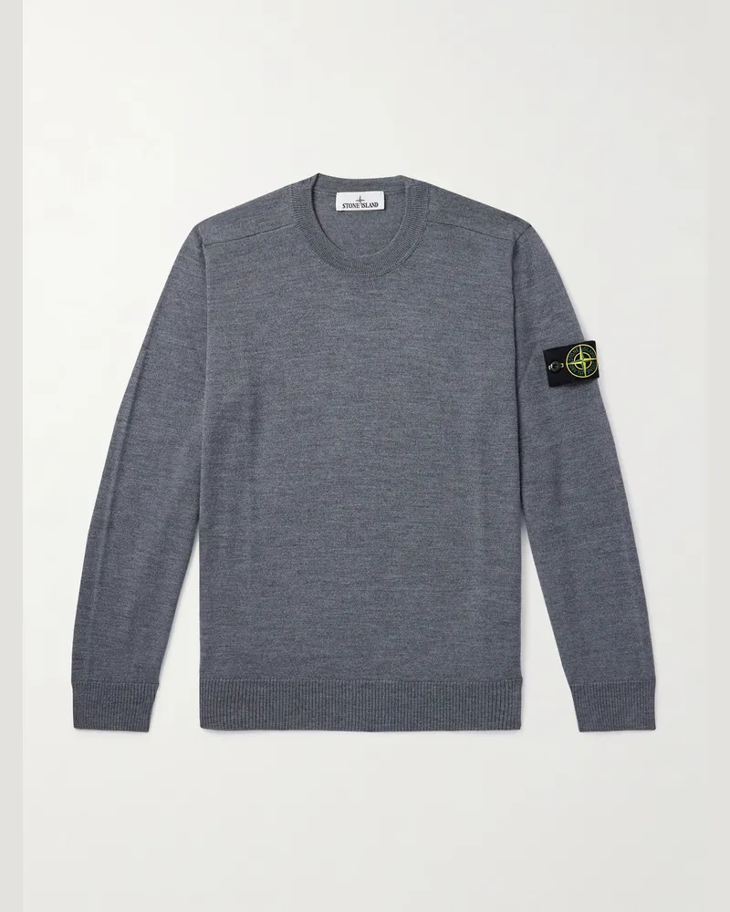 Stone Island Pullover aus Wolle mit Logodetail Grau
