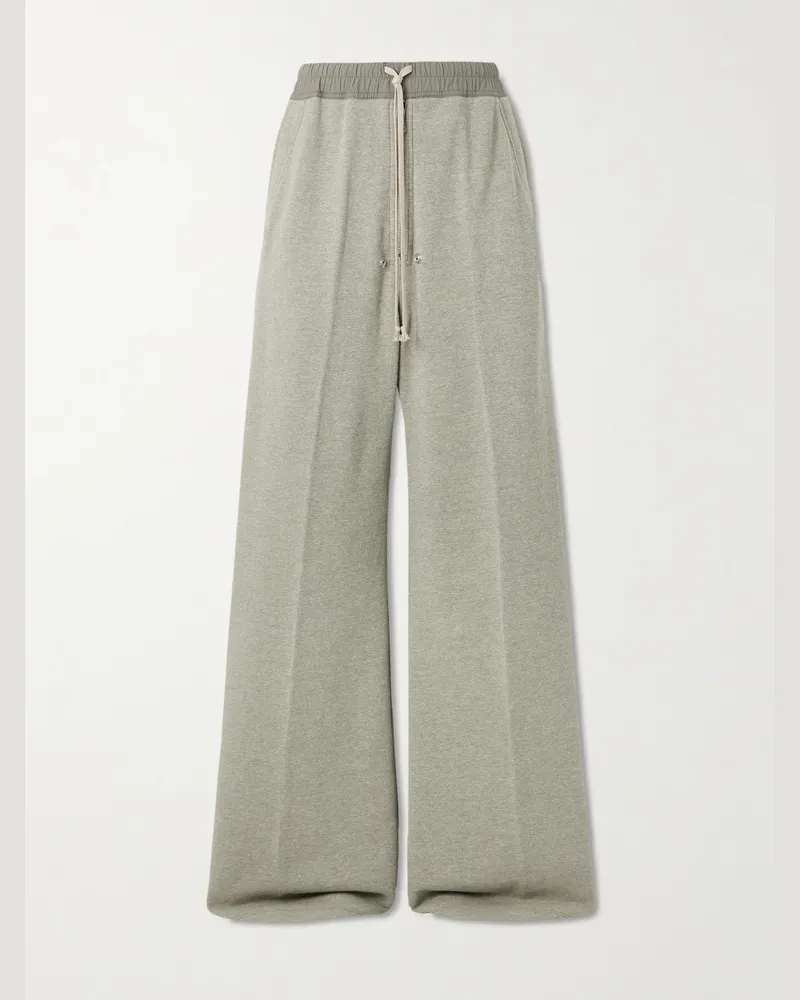 DRKSHDW by Rick Owens Geth Belas Wide-Leg Embellished Cotton-Blend Jersey Sweatpants Gray