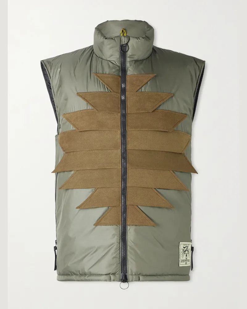 KAPITAL Zepher Weste aus Shell mit Velourslederbesatz Grün