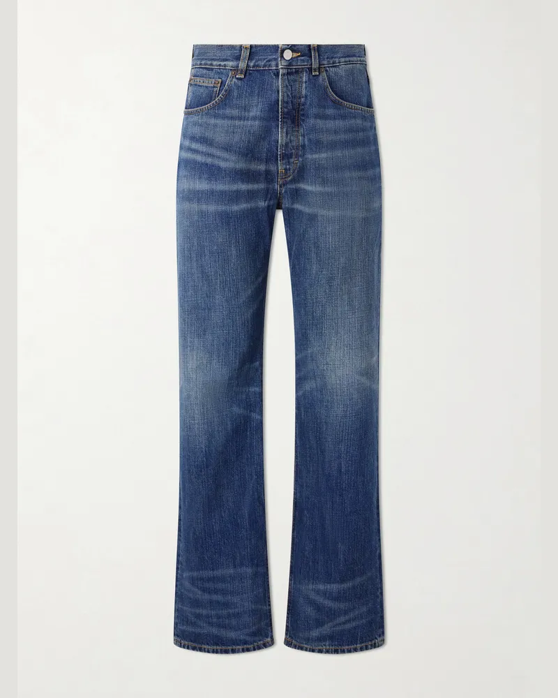 JEANERICA Vega Straight-Leg Mid-Rise Cotton-Blend Jeans Blue