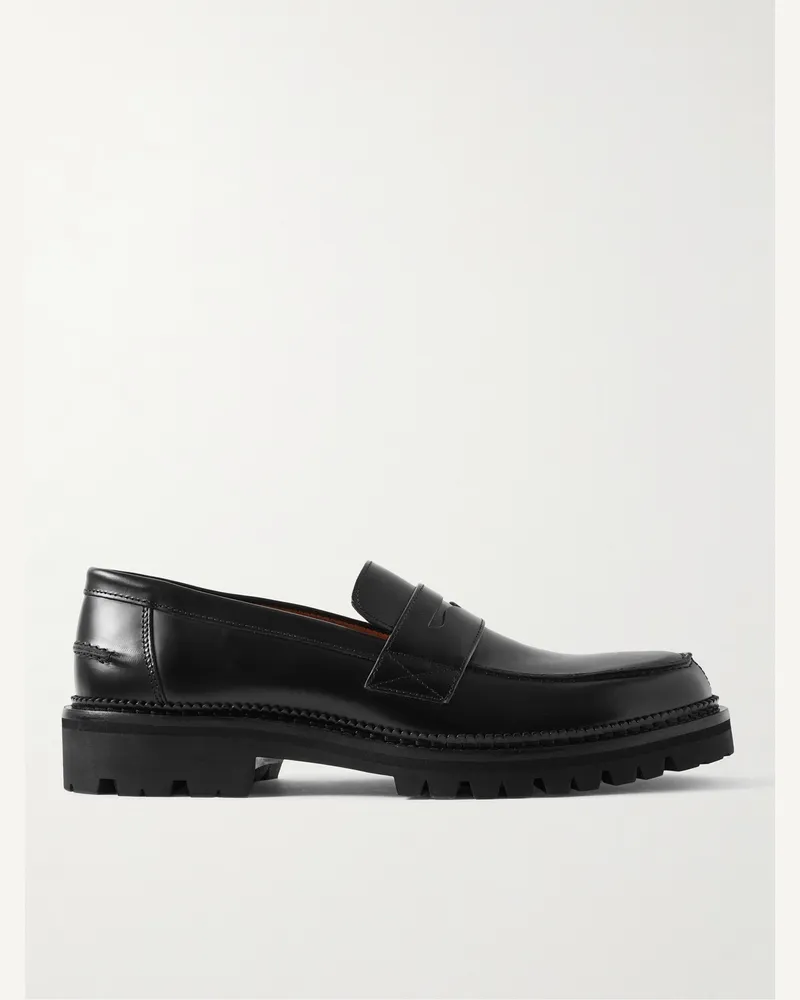 MR P. Jacques Leather Penny Loafers Black