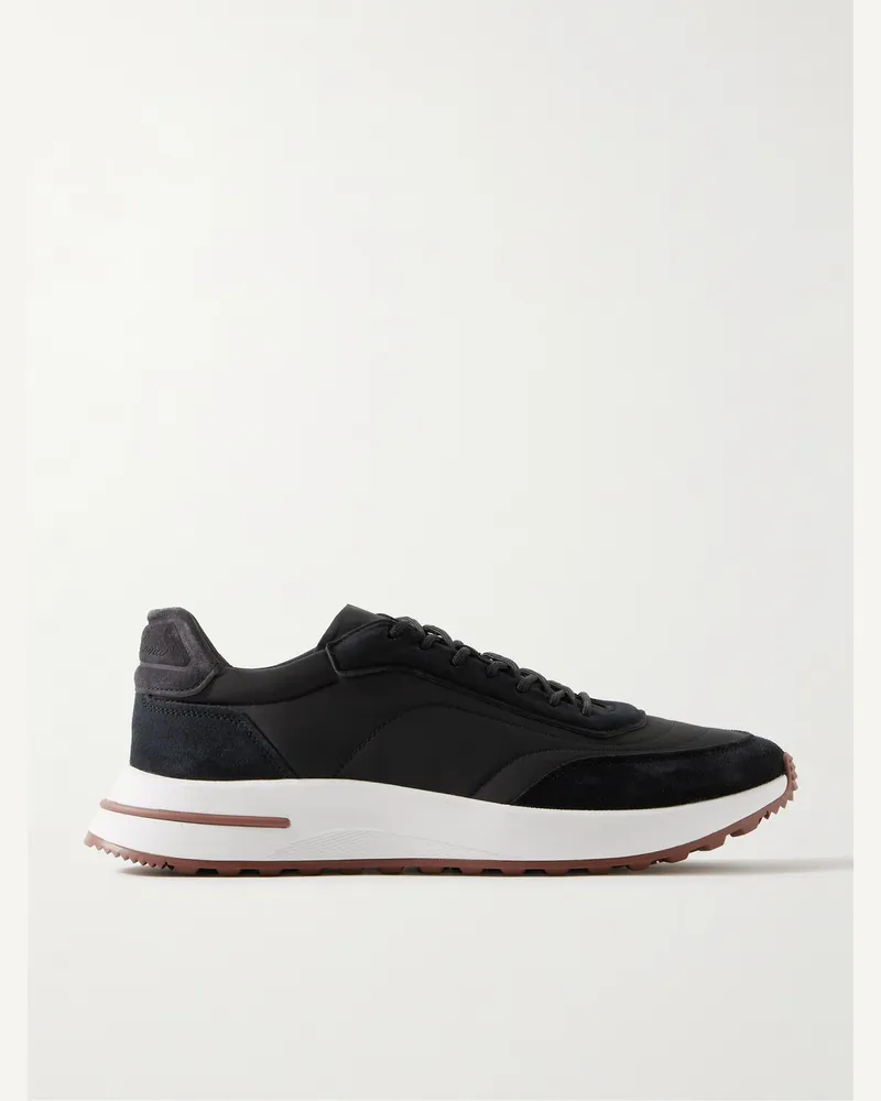 Loro Piana Weekend Walk Storm System® Suede-Trimmed Shell Sneakers Black