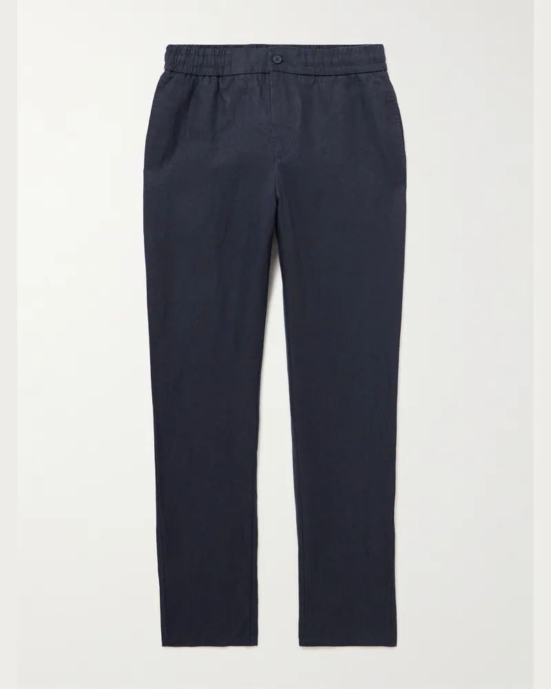 Orlebar Brown Cornell Slim-Fit Straight-Leg Washed Linen Trousers Blue