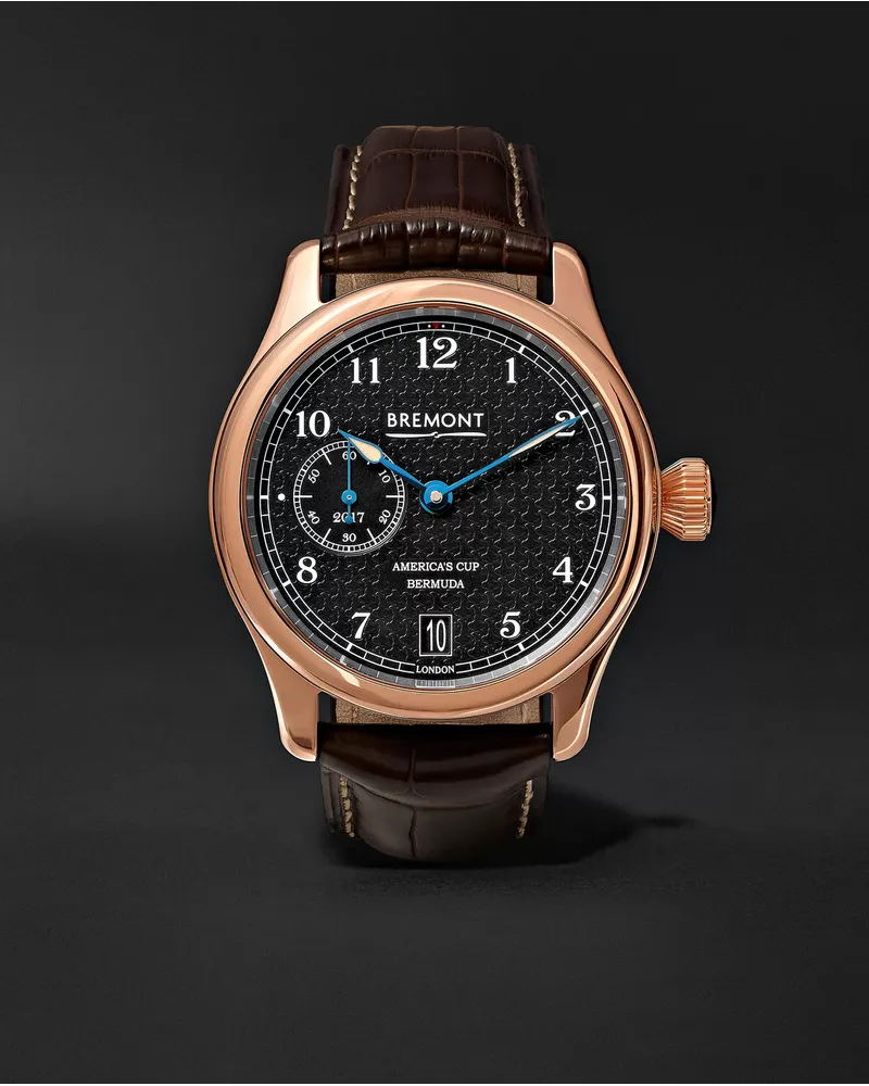 Bremont AC35 America's Cup Automatic 43mm 18-Karat Rose Gold and Alligator Watch, Ref. No. AC35 Braun