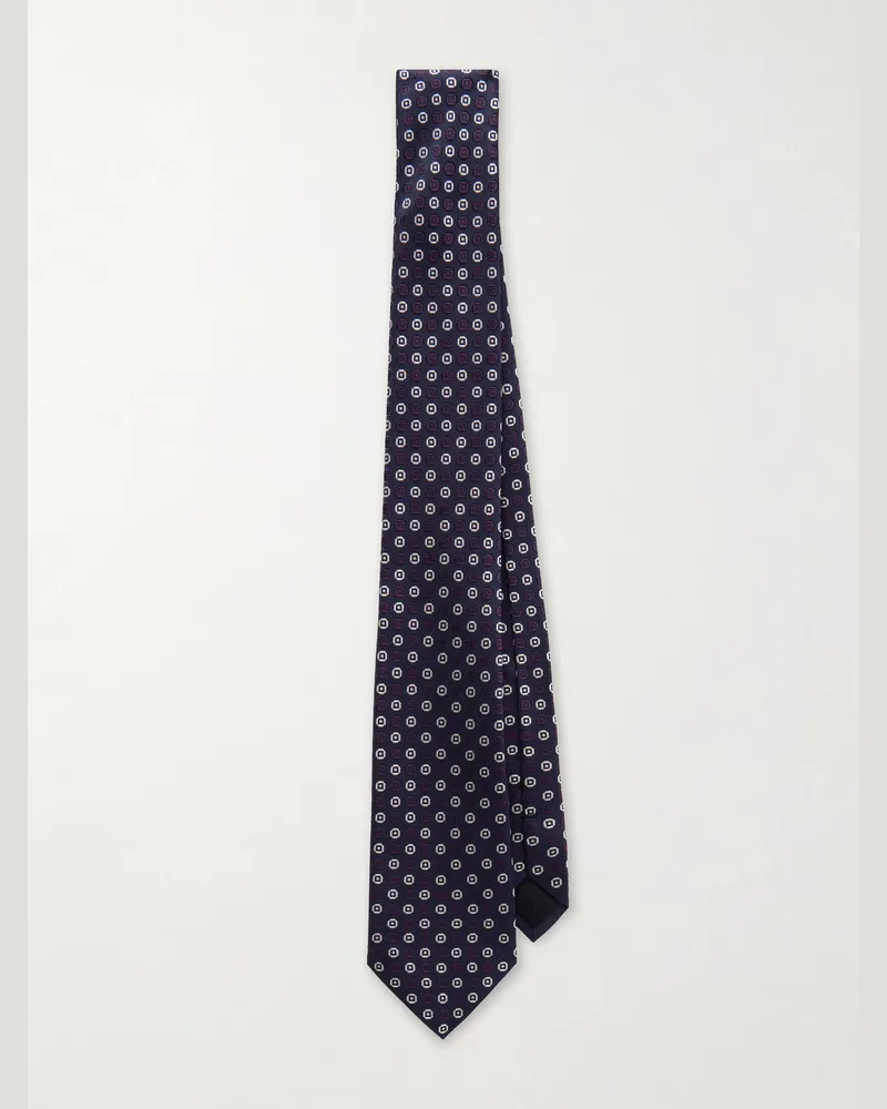 Saint Laurent 7cm Silk-Jacquard Tie Blue