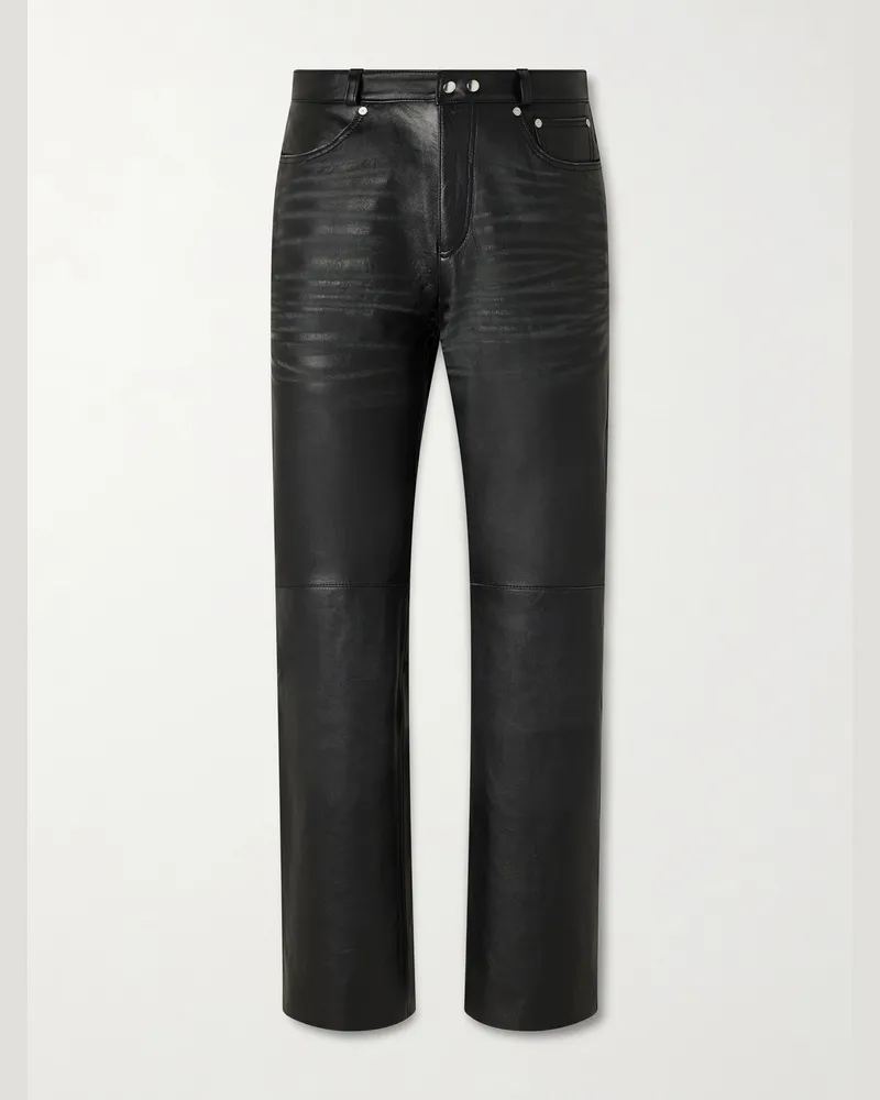 Our Legacy Carlson Straight-Leg Leather Trousers Black