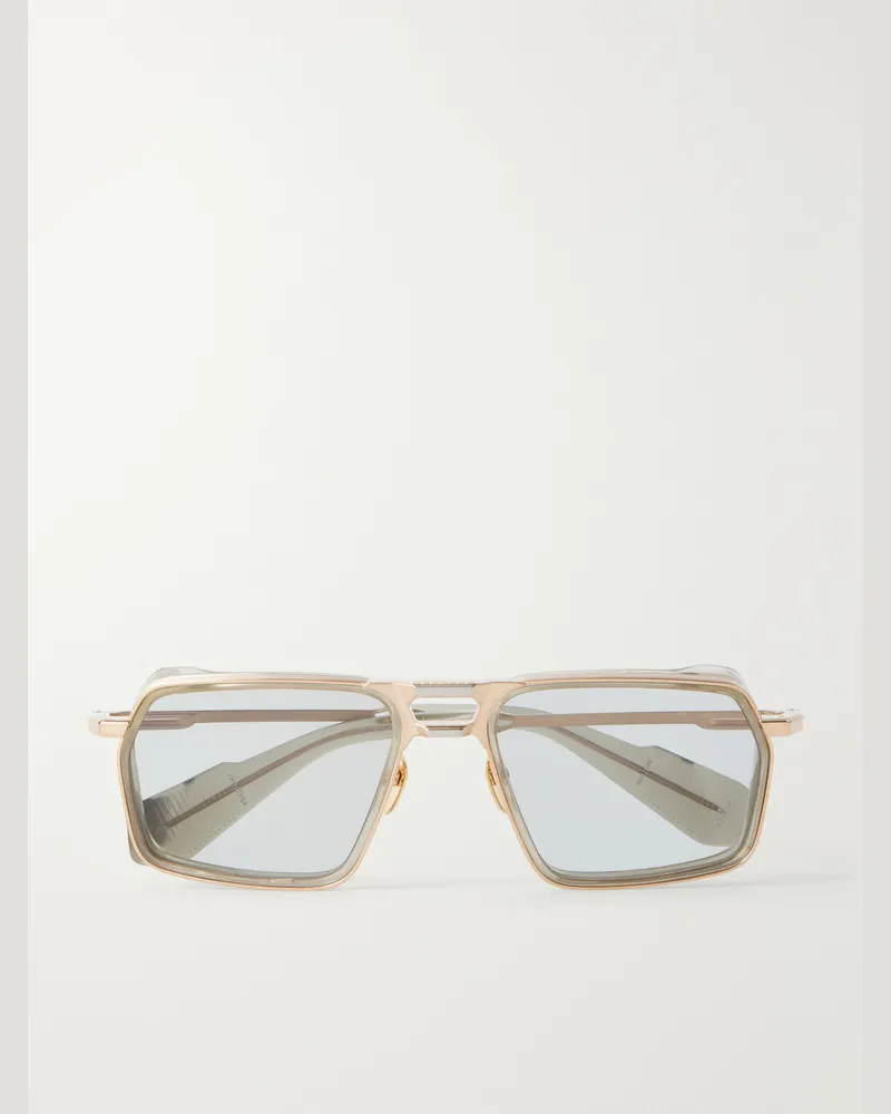 Jacques Marie Mage GT-R Double-Bridge Aviator-Style Gold-Tone Titanium Sunglasses Gold